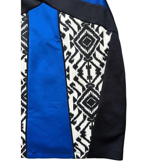 Fable Bodycon Dress Size‎ Large Black Blue White Aztec Print L - Picture 2 of 7